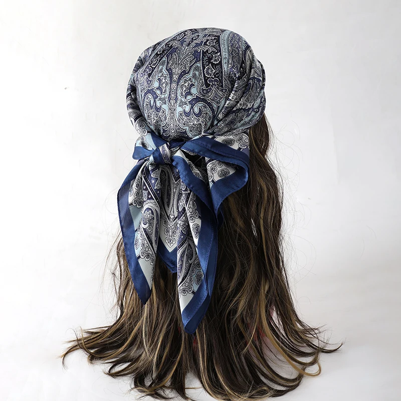 Luxury Silk Head Scarf - Soft Summer Foulard Bandana for Women