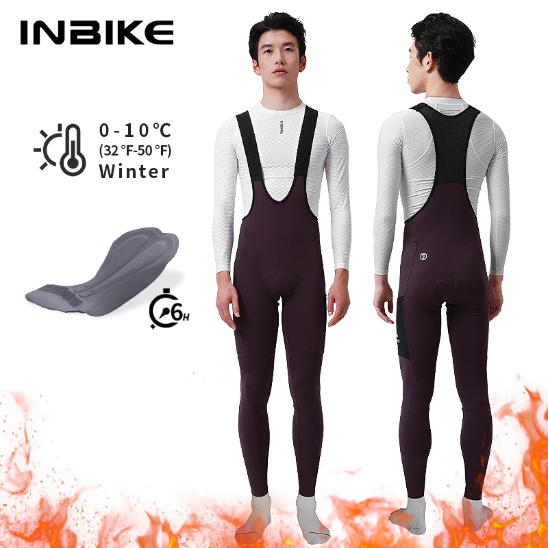 Cycling Bib Pants INBIKE Winter Cycling Bibs Men Thermal Fleece Bicycle Bib Pants Tights