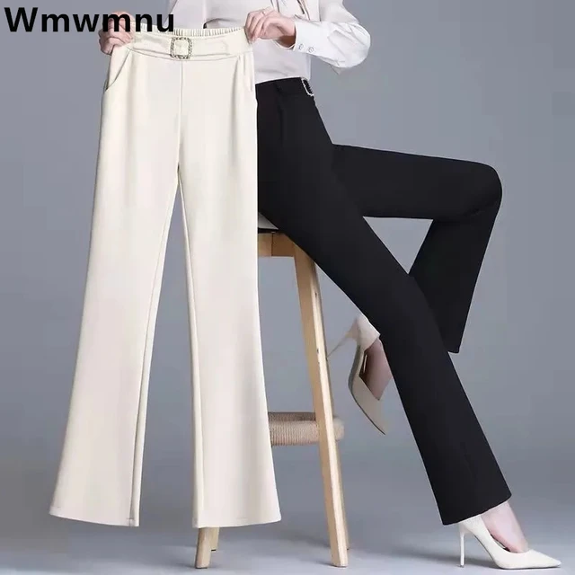 Flare Pants Women Spring High Waist Full Length Slim Stretchy