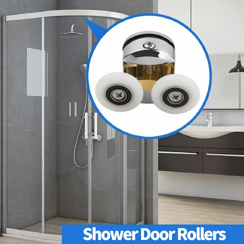4pcs Shower Screen Door Roller Zinc Alloy Double-Wheel Sliding Shower Door Roller Top And Bottom 23mm Replacement