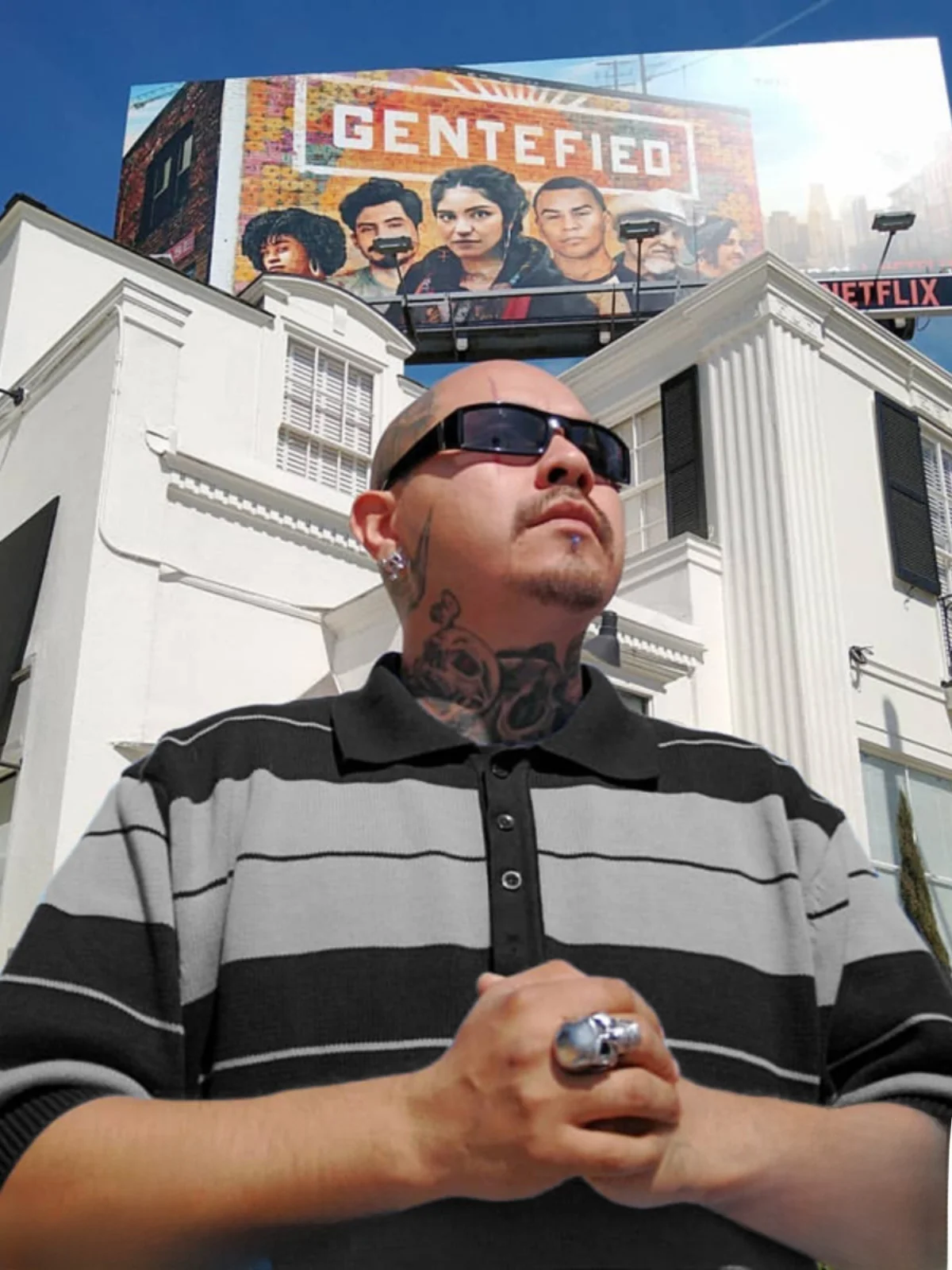 CALTOP West Coast Hip Hop Chicano Large Size Gangsta Sle  irt Striped Tattoo ort Sve Top for Men And Women