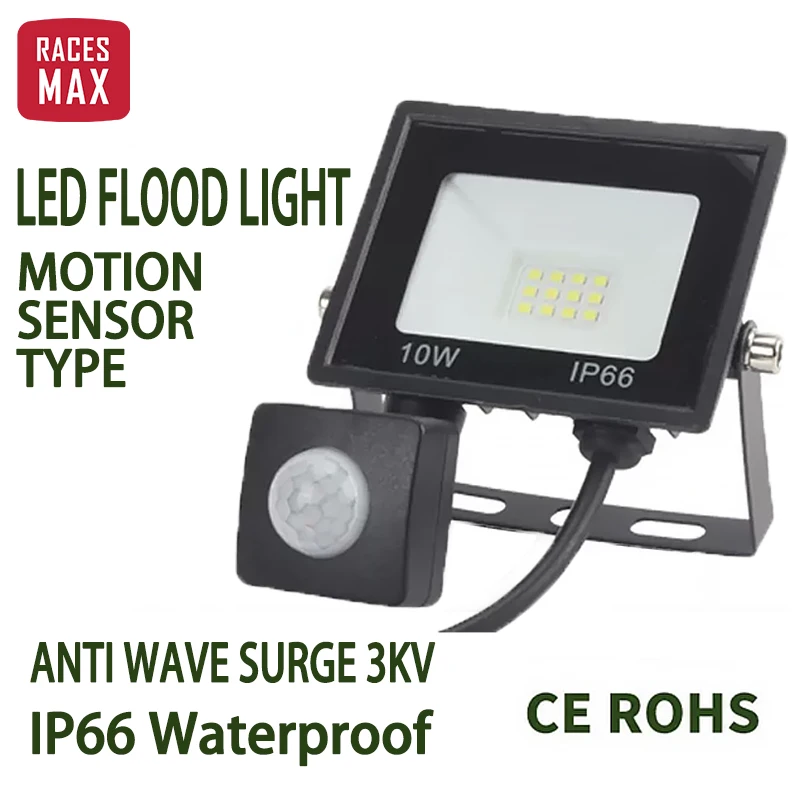 LED PIR Motion Sensor Floodlight For 1PCS Outdoors Wall 220V White 10W IP66 Waterproof Lamps Garden LED Spotlight 1pcs lmhp20uu pilot type two side cut flanged linear motion ball bearing seals on both side high quality resin retainer