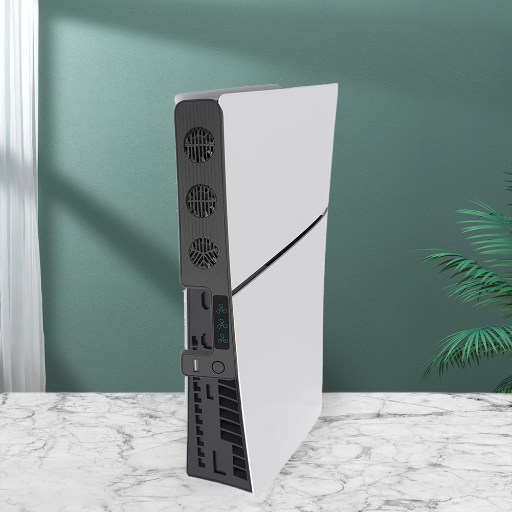 Cooling Fan 9500RPM Efficient Cooling System with 3 Fans Game Accessories 3 Fan Speed Setting for PS5 Slim Console