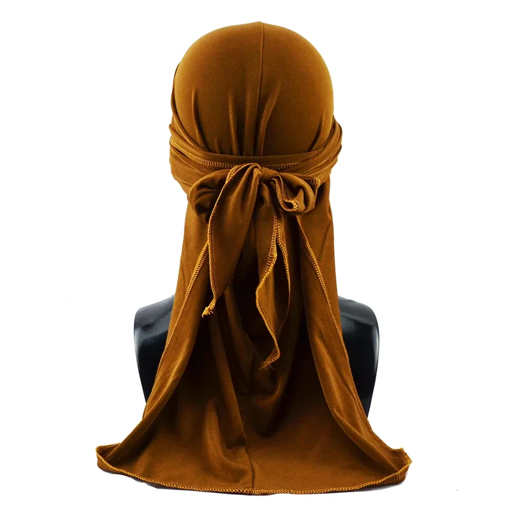 Unisex hedvábná durags bandanas turban čepice paruky doo muži satén durag motorkář headwear čelenka vlasy příslušenství extra dlouhé zadek du-rag