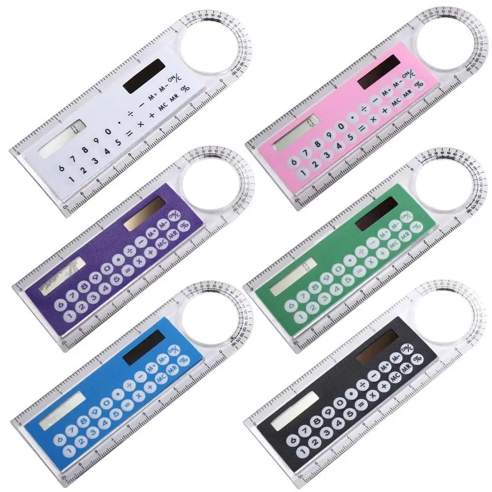 

Supplies Stationery Crafts Drawing Ruler Mini Ruler Calculator Transparent Ruler With Magnifier Solar Energy Ruler Calculator