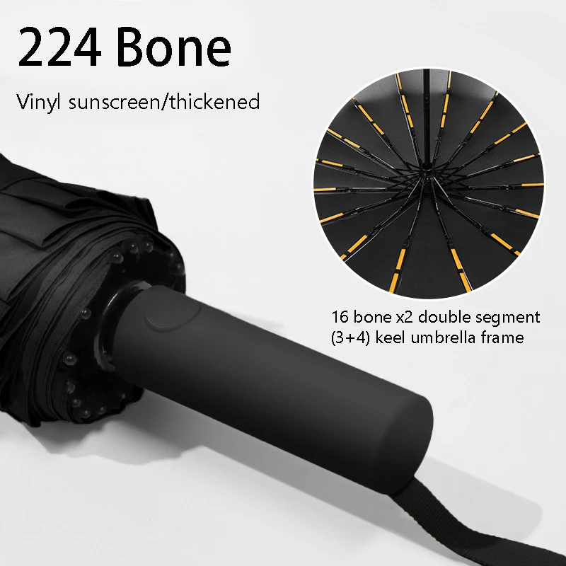 224 Bone Automatic Folding Men's Umbrella,16K Windproof Strong Storm-resistant Large Strong Parasol Umbrellas Women Sunshade