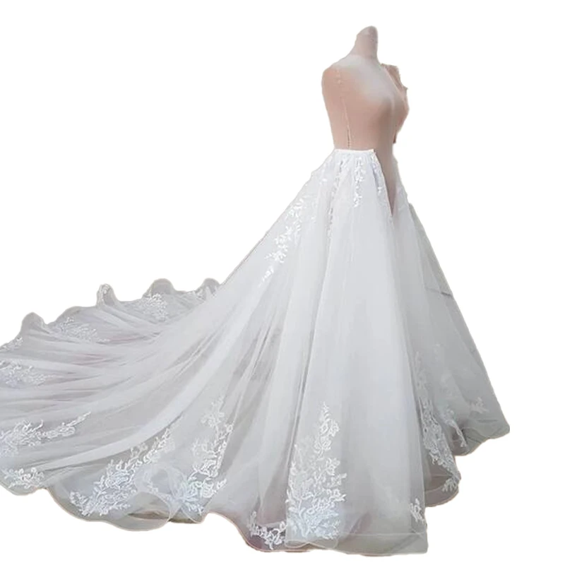 

MANRAY High Quality Detachable Skirt Wedding Overskirt Tulle Wedding Train Decorated Lace Petticoat Custom Size Free Shipping