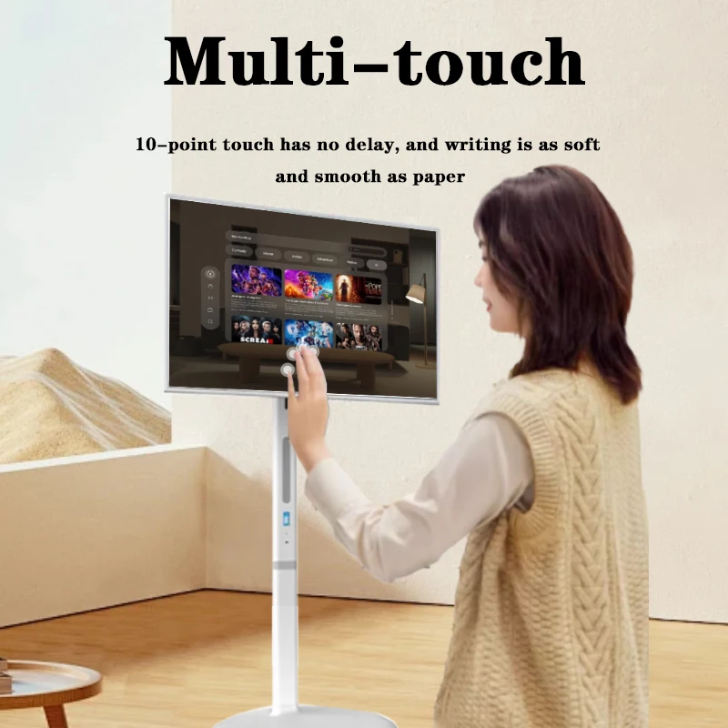 Android 12 Smart Touch Screen With Narrow Bezel Fully Adjustable Stand Wireless Portable TV