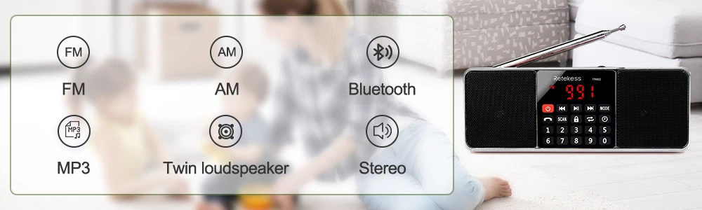 Digitale tragbare radio am fm bluetooth lautsprecher stereo mp3 player tf sd karte usb laufwerk hands free anruf led – Detail 9