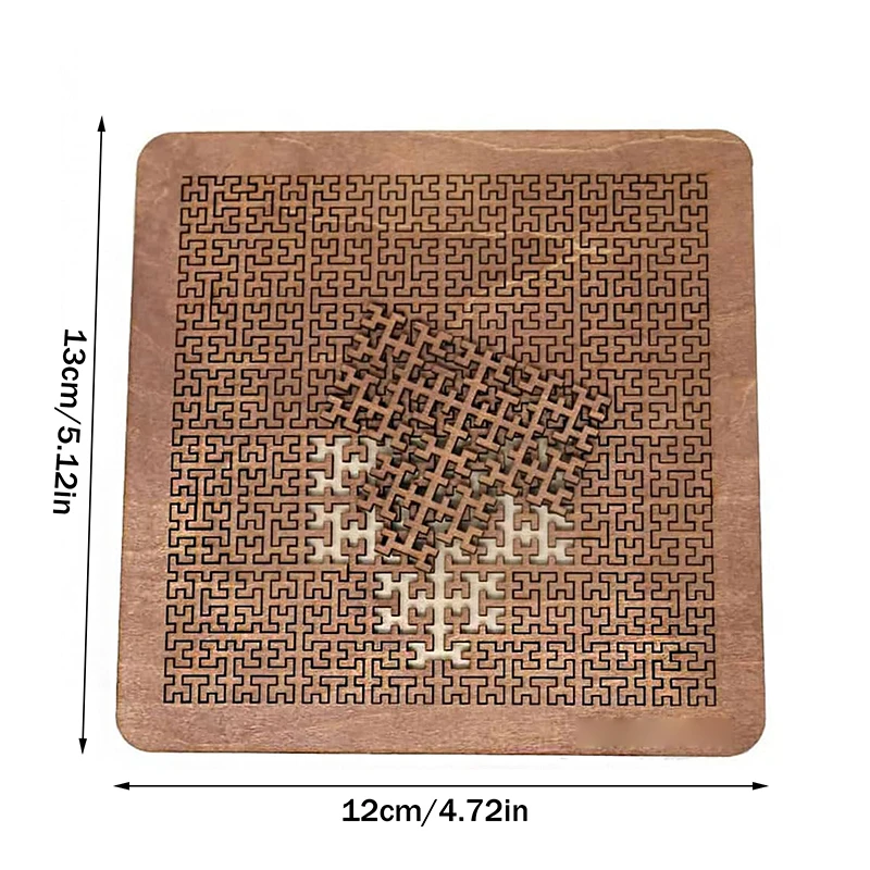 Wooden Fractal Tray Puzzle Unique Irregular Impossible Difficult Mind Bending Labyrinth Jigsaw for Adults Kids Brain Teaser Toy