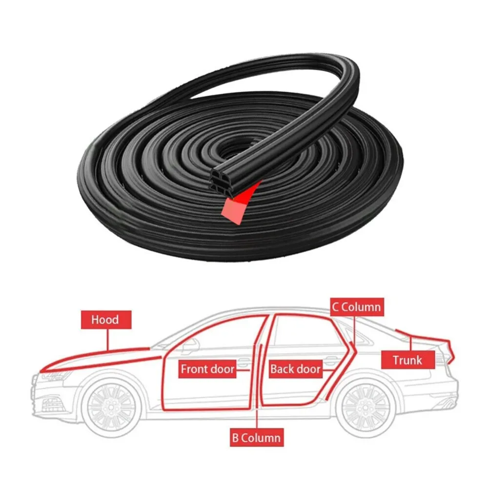 Auto Door Seal Strip 5m – Thick Rubber Weatherstrip, Reduces Noise, Dust & Water Leakage