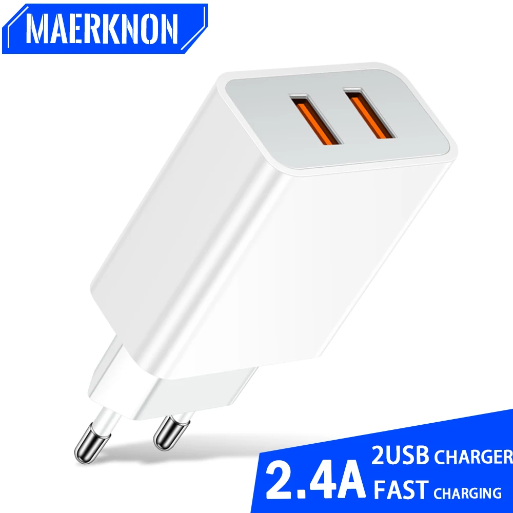 USB Charger 2 Ports Fast Charging Portable Mobile Phone Quick Charge 3.0 For Samsung Xiaomi 14 Huawei Double USB Wall Adapter
