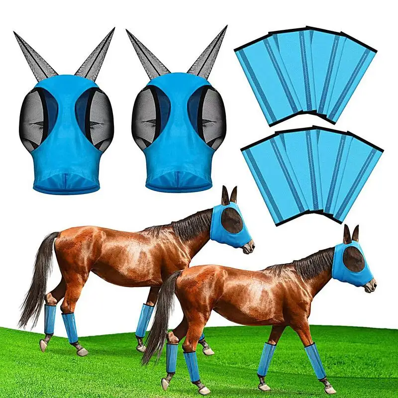 Horse Leggings Preventing Flies Mesh Fly Boot Horse boot leg covers and horse fly masks Anti Fly Stretchy Knitted Mesh Mask 4