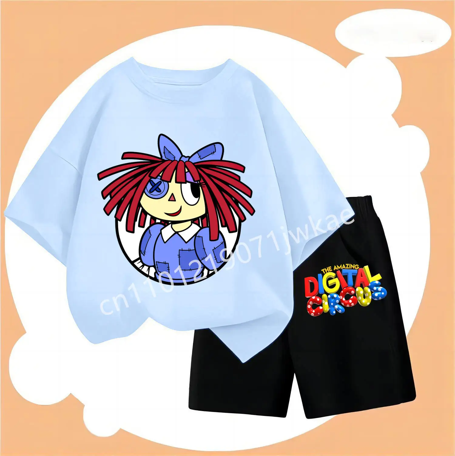 Vibrant Kids' Anime Cartoon Print Summer Outfit Set