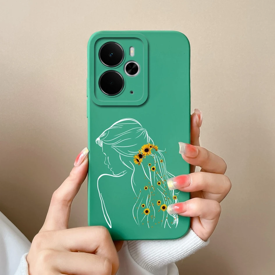 Luxury Floral Print Liquid Silicone Case - High Quality, Anti-Drop, Durable, Anti-Slip Housing