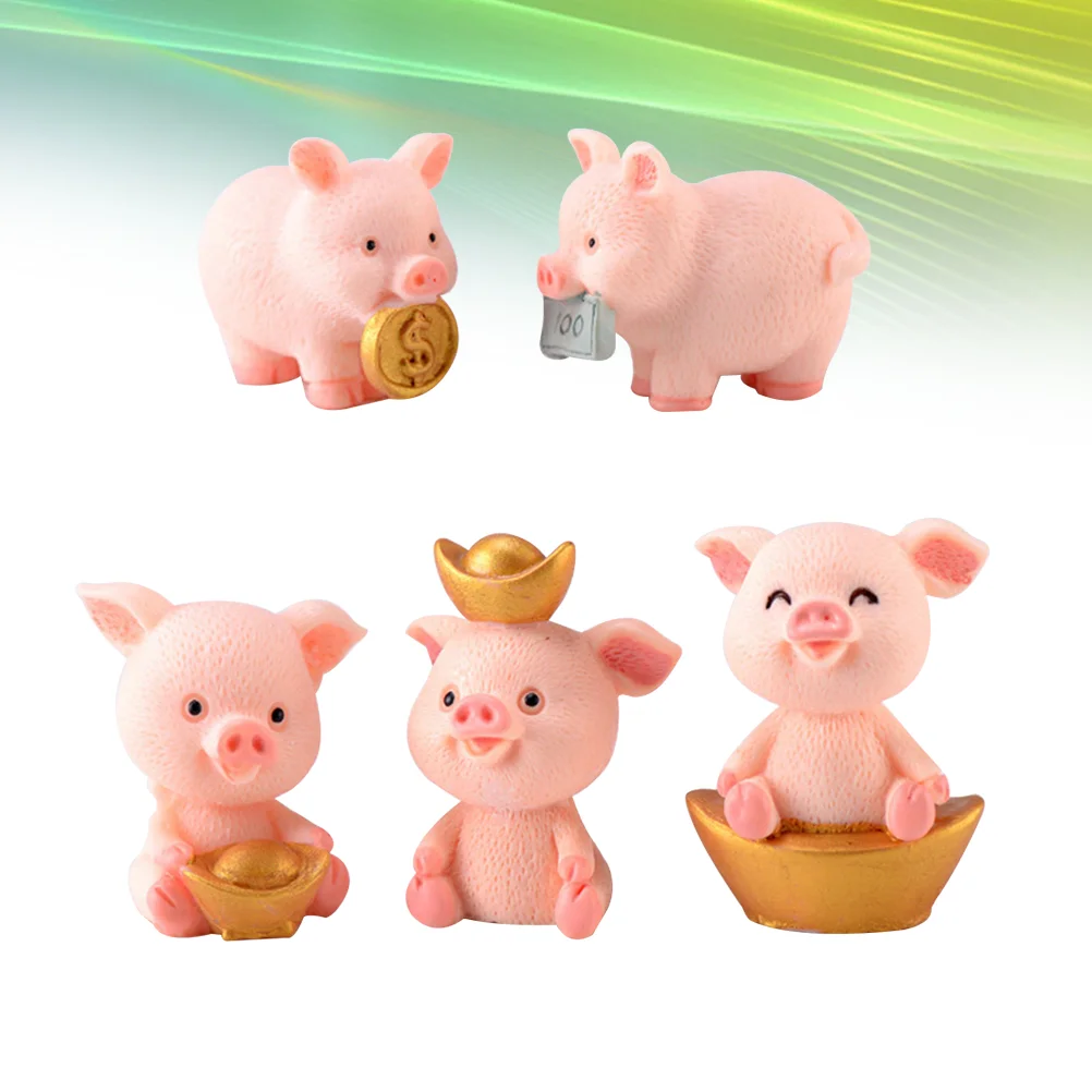 

Garneck Kids Miniature Pig Figurines Resin Garden Cute Piggy Animal Landscape Diy Terrarium Crafts Car Decor