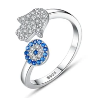 Trendy 925 Sterling Silver Evil Eye Crystal Adjustable Rings For Women Party Fashion Jewelry Anniversary Gift Wholesale 1