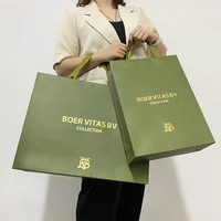 Grands sacs en papier de Shopping personnalisés de luxe, emballage cadeau, sacs fourre-tout en papier vert avec Logo 1