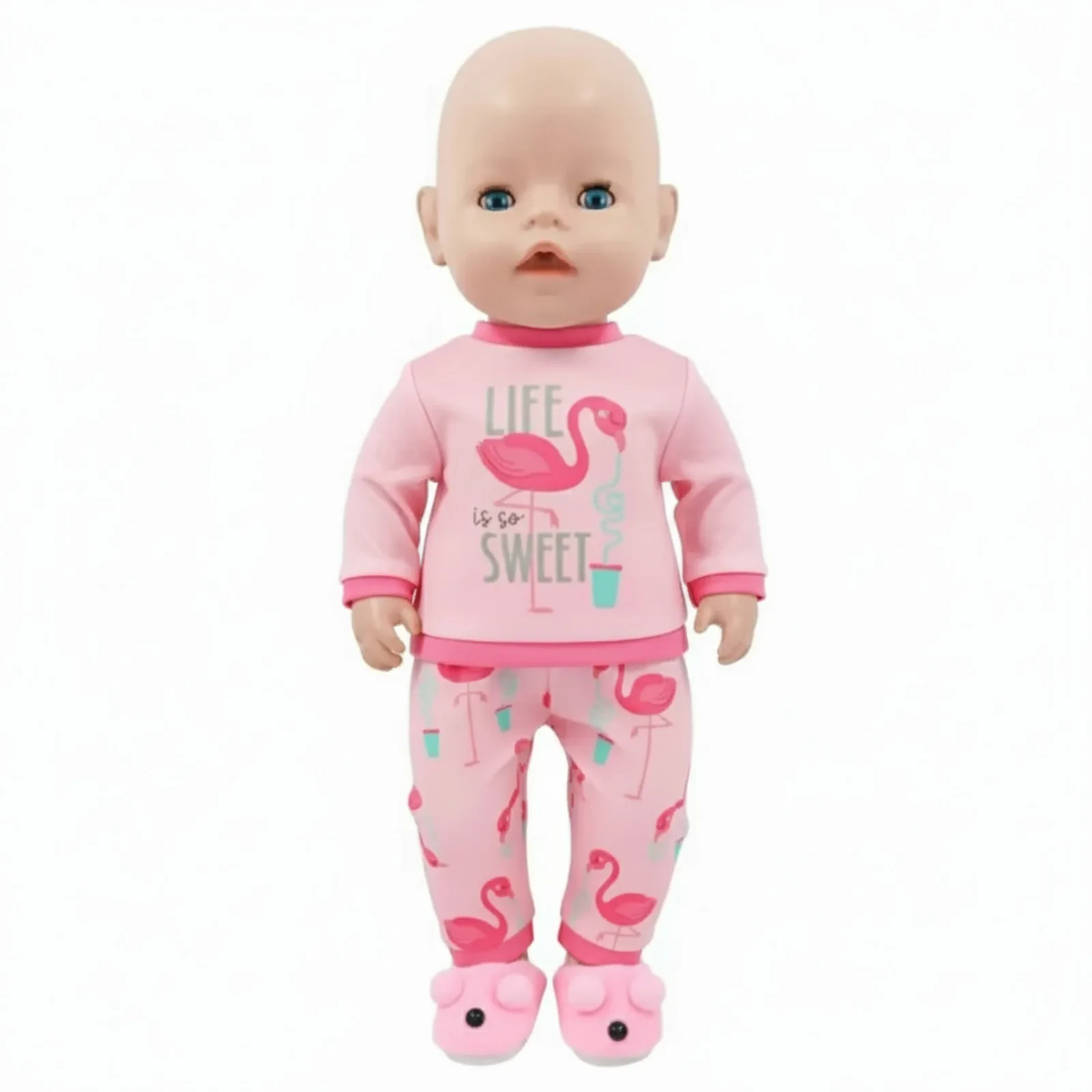 Niedliche Puppenkleidung + Plüsch-Hausschuhe für 43 cm große Babypuppen, Zubehör und 18-Zoll-Amerikanische Puppen, Mädchenspielzeug unserer Generation – Detail 23