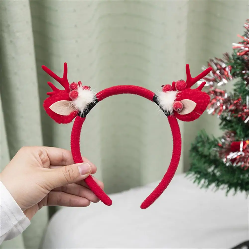 Description Picture 5 of itemChristmas Headband Reindeer Antlers Horn Flower Hair Band Clasp Headwear for Kids Adult New Year Navidad Party Halloween Cosplay