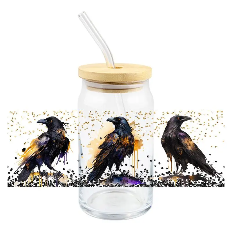 3d stickers uv dtf wrap transfer Cartoon bird UV DTF wrap transfer stickers 3D DIY colorful decal DTF wrap for 16OZ glasses cups mugs stickers