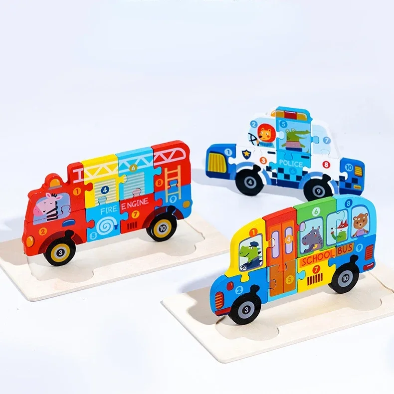 Montessori Wooden Puzzle Cartoon Animal Puzzle Game Thicken 3D Jigsaw Puzzle Educational Toys for Children Toddler 2 3 4 5 Years 6