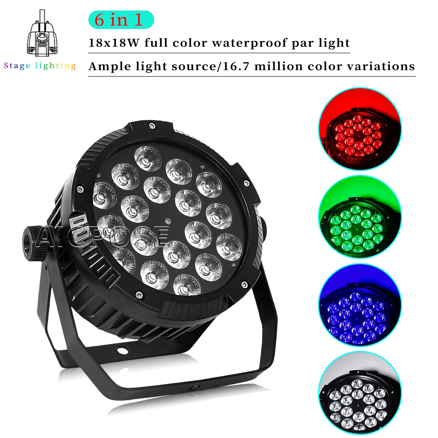 

18x18W RGBWA UV 6IN1IP65 Waterproof LED Par Light 18X12W RGBW 4in1 Outdoor Spotlight DMX Control Stage DJ Equipment Disco Light