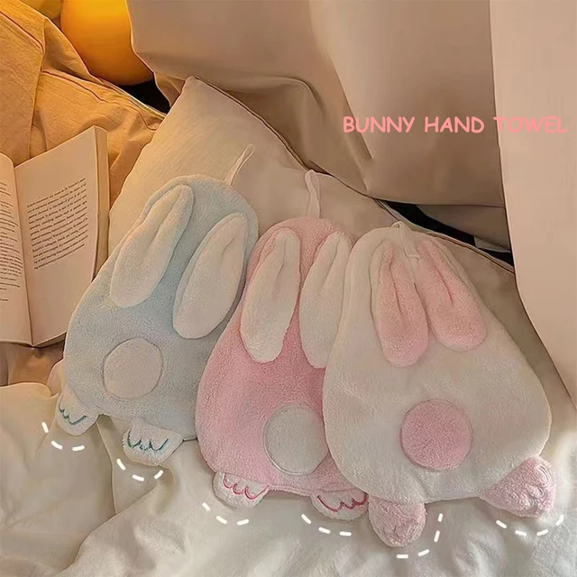 1Pc Rabbit Shape Children's Hand Towel with Hanging Loop Coral Fleece Absorbent Towel Soft Quick-drying Bathroom Towel for Home 2
