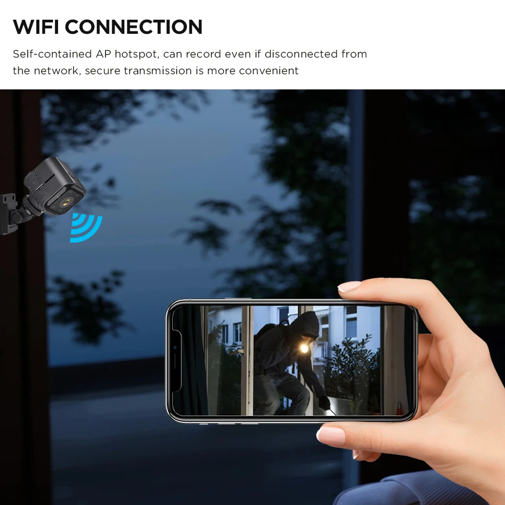 HD WIFI mini kamera noc vidění mobilní detekce video interkom kamera domácí záruka mikro pozorování mini kamera daleký monitor