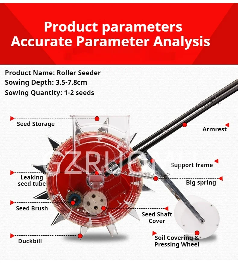 Drum Type Seeder Hand Push Multi Function Sowing Machine For Corn Peanut Soybean