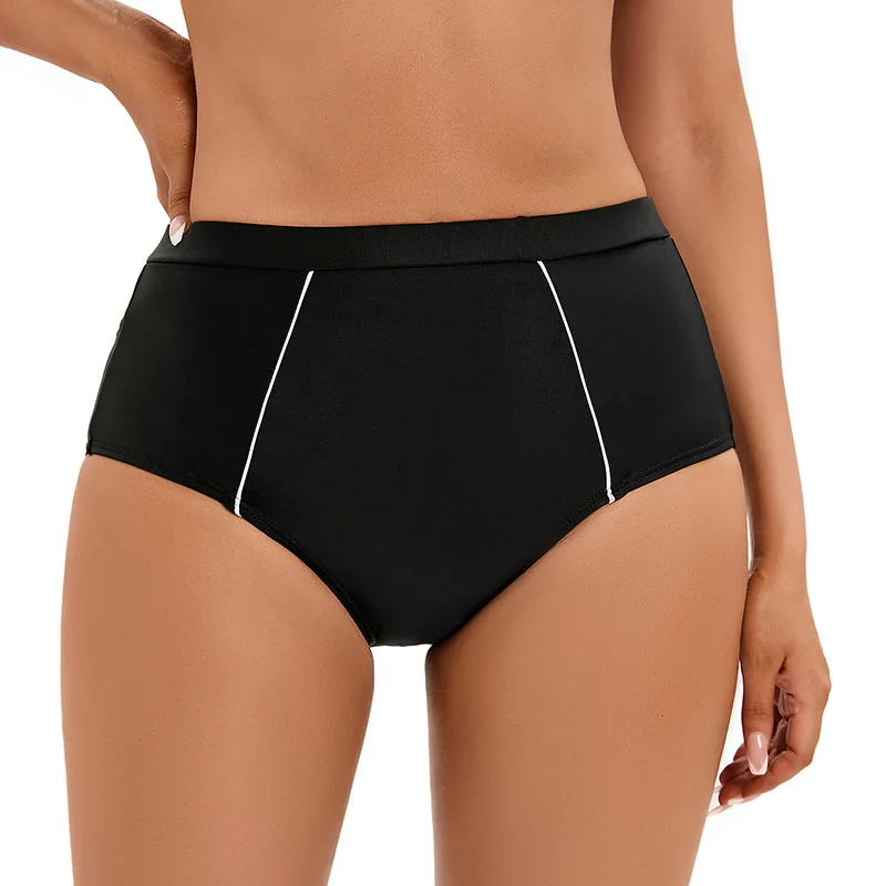 One Piece Conservative Women Bikini Bottom High Waist Thong Swimwear Shorts Elactic Swimwear Panties Bathing Suit Beachwear Girl