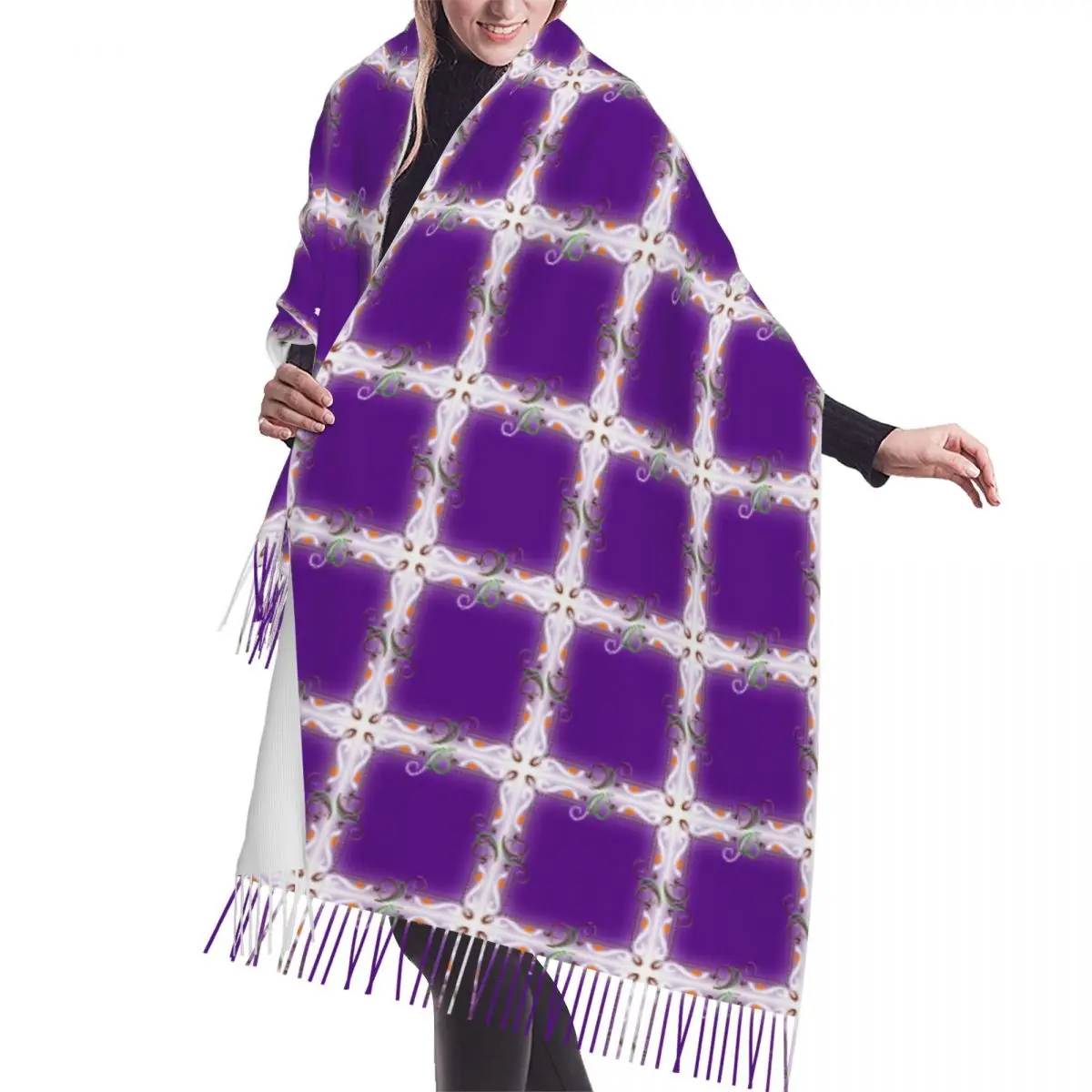 

Luxury Multicolor Pattern In The Arabian Style Tassel Scarf Women Winter Fall Warm Shawl Wrap Lady Fashion Versatile Scarves