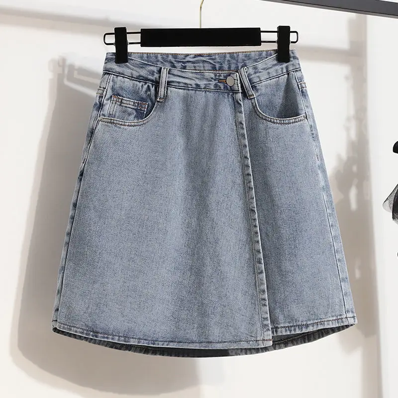 Shorts Skirts Women Summer High-Waisted Denim Short Korean Fashion Versatile Solid Baggy Large Size Blue Straight Wide-Leg Pants