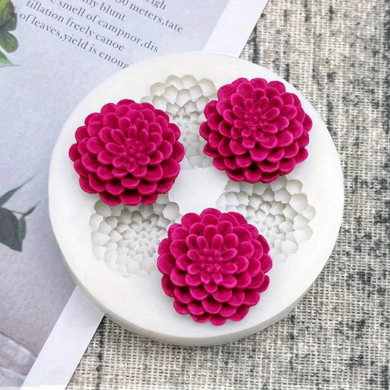 1pc Dahlia Silicone Molds, Fondant Cake Decoration Molds, Chocolate Molds, Scented Candle Molds Fondant Decorating Tools