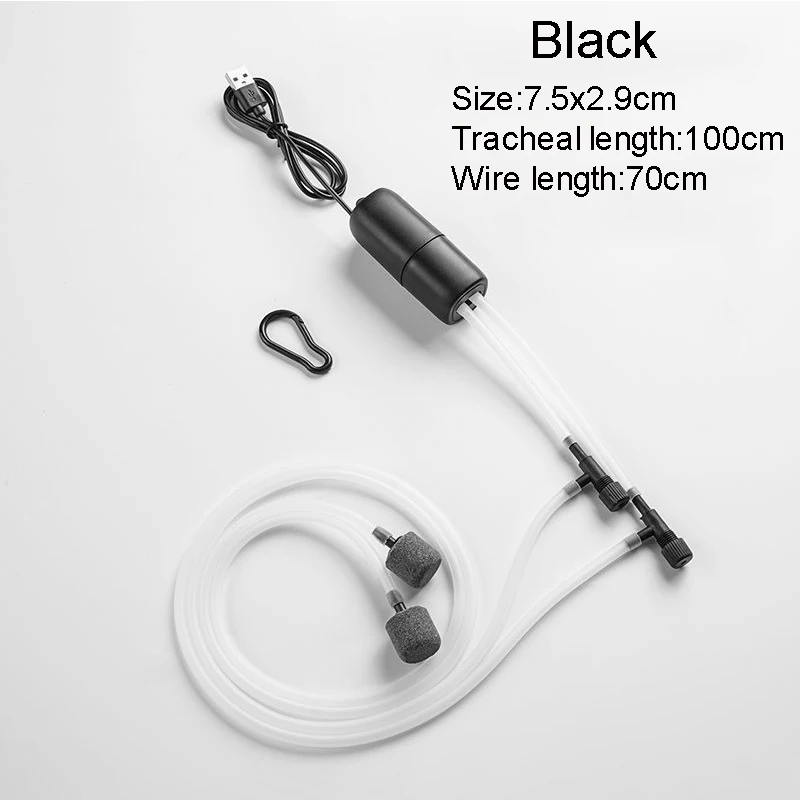 Aquarium USB Sauerstoff Luftpumpe Aquarium Tragbare Dual-loch Stille Luft Kompressor Belüfter Mini Einstellbare Luft Volumen Zubehör – Detail 5