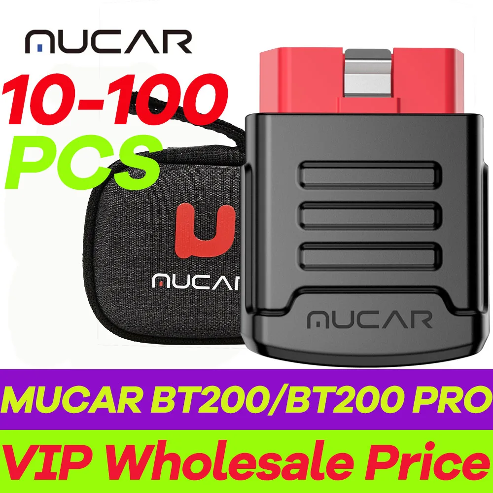 VIP precio al por mayor 10 20 30 Etc  PCS MUCAR BT200/BT200 PRO herramientas de diagnóstico de coche automotriz OBD2 escáner lector de código Bluetooth