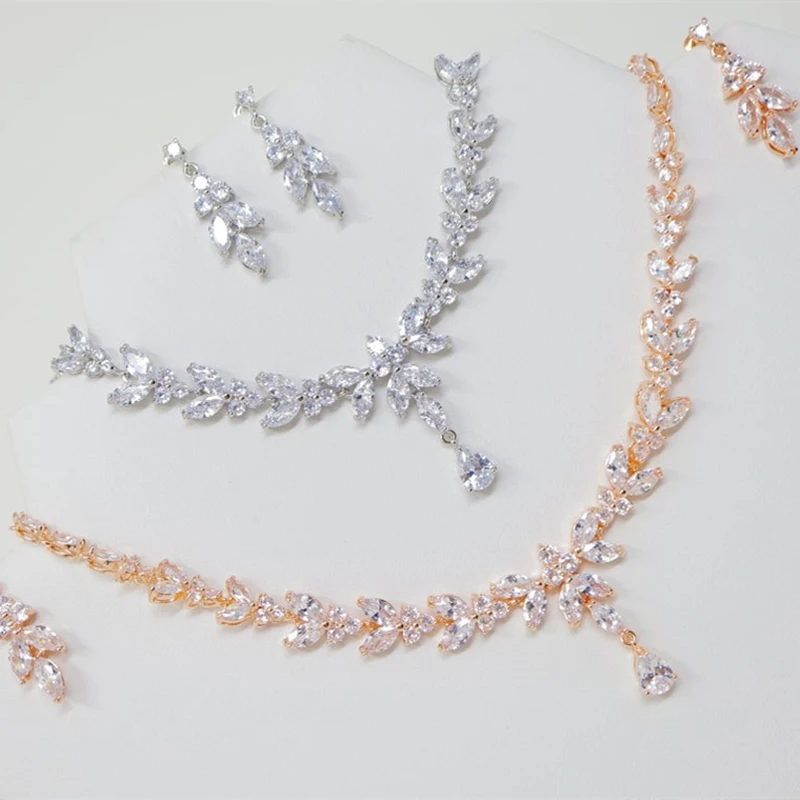 Ekopdee Luxury Brilliant Cubic Zirconia Necklace Set Earrings Rings Women CZ Light Drop Bridal Wedding Jewelry Sets 2022 New - Image 5