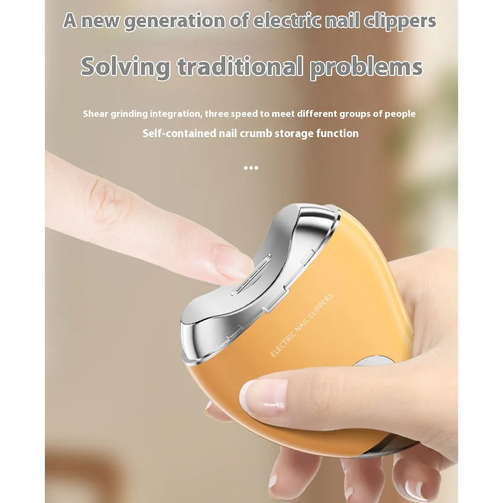 ABS Electric Nail Clip-per Nail Clip-per 3Gears Double-Headed Cute Mango Shape Trimmer And Polisher Black