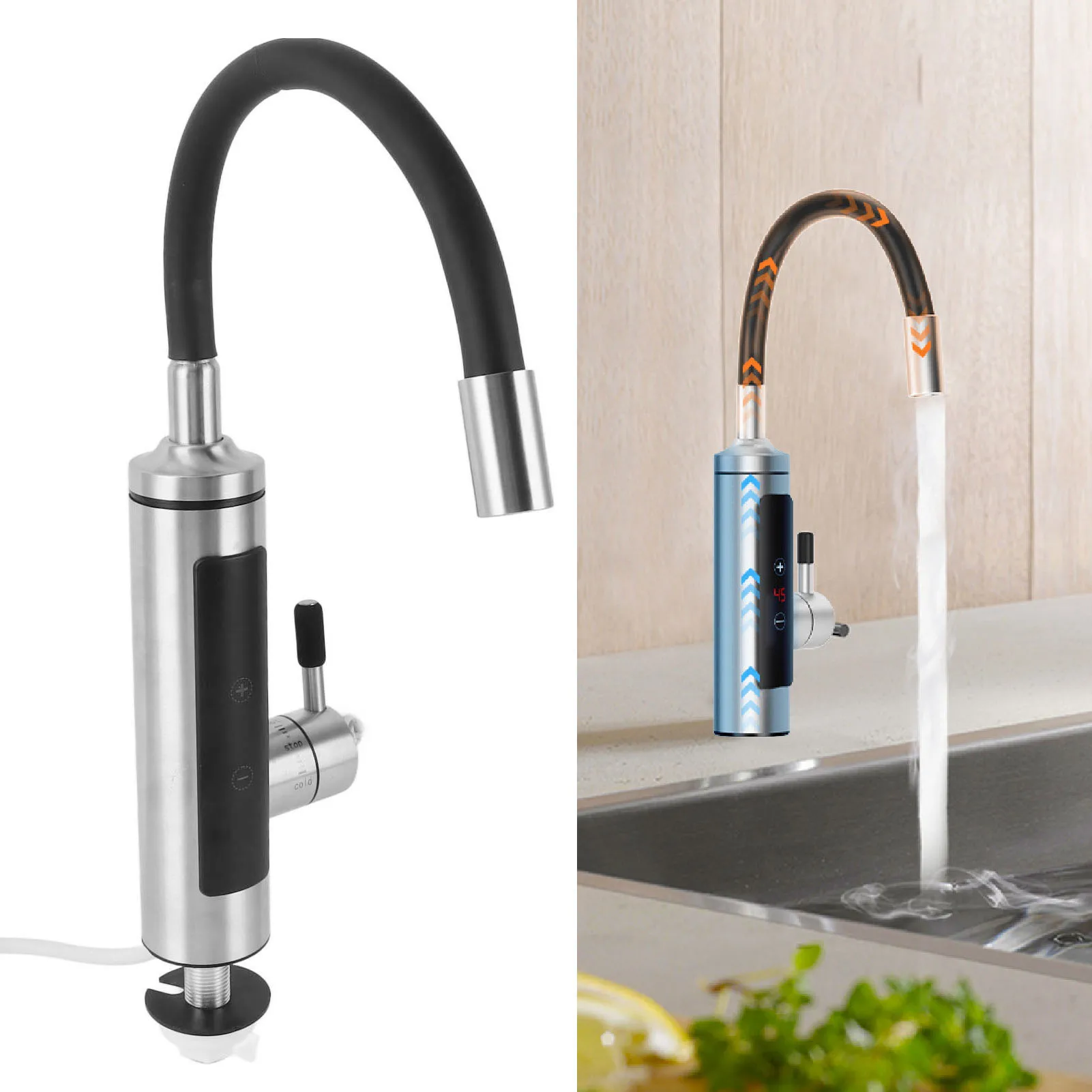 ก๊อกน้ำเครื่องทำน้ำอุ่นเครื่องทำน้ำอุ่นไฟฟ้าไร้ถังใช้ในครัวก๊อกน้ำร้อนเย็นเครื่องทำน้ำอุ่นทันที 1