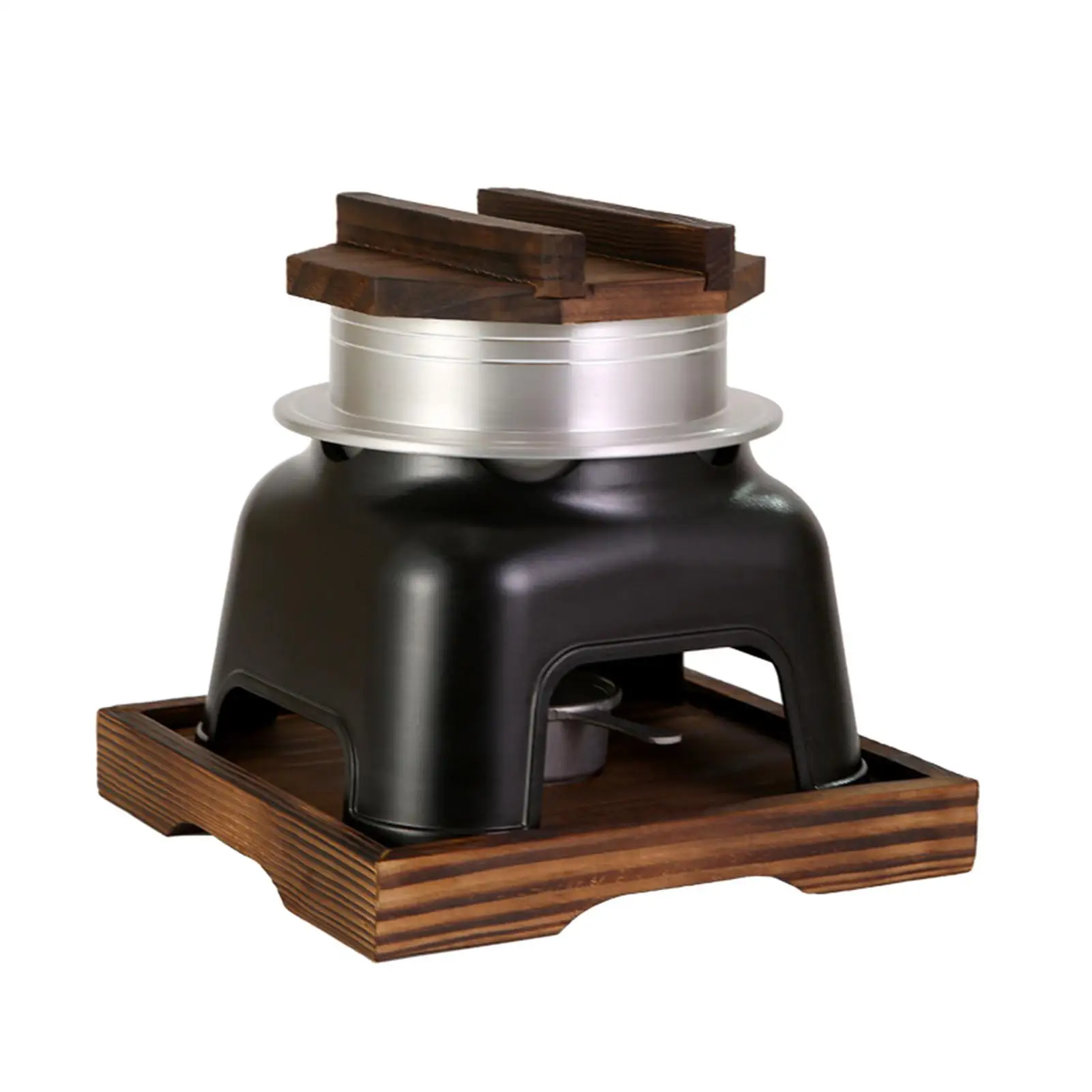 Japanese Rice Pot Non Stick with Wooden Lid and Tray for Camping Picnics