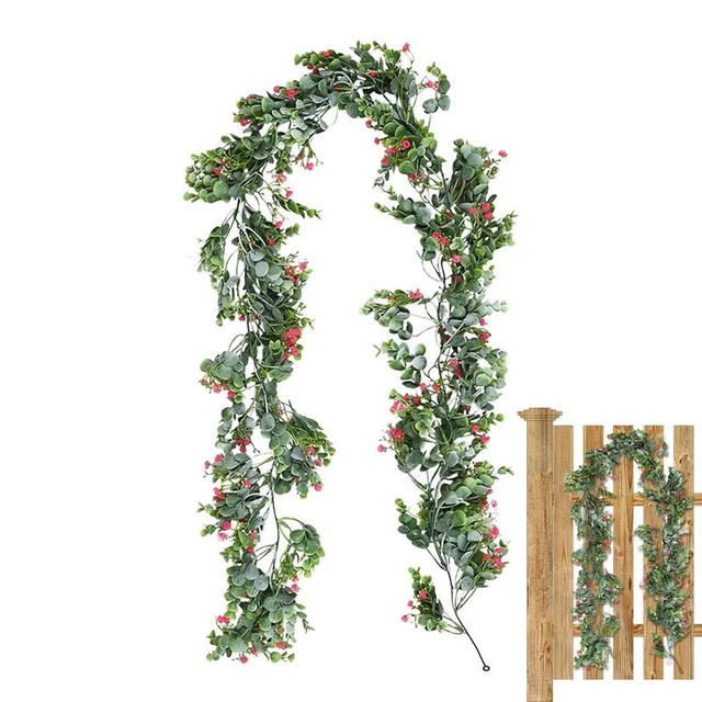 Decorative Vines Rattan Artificial Eucalyptus Garland Wall Hanging Fake  Plant Norfolk Pine Garland DIY Faux Greenery