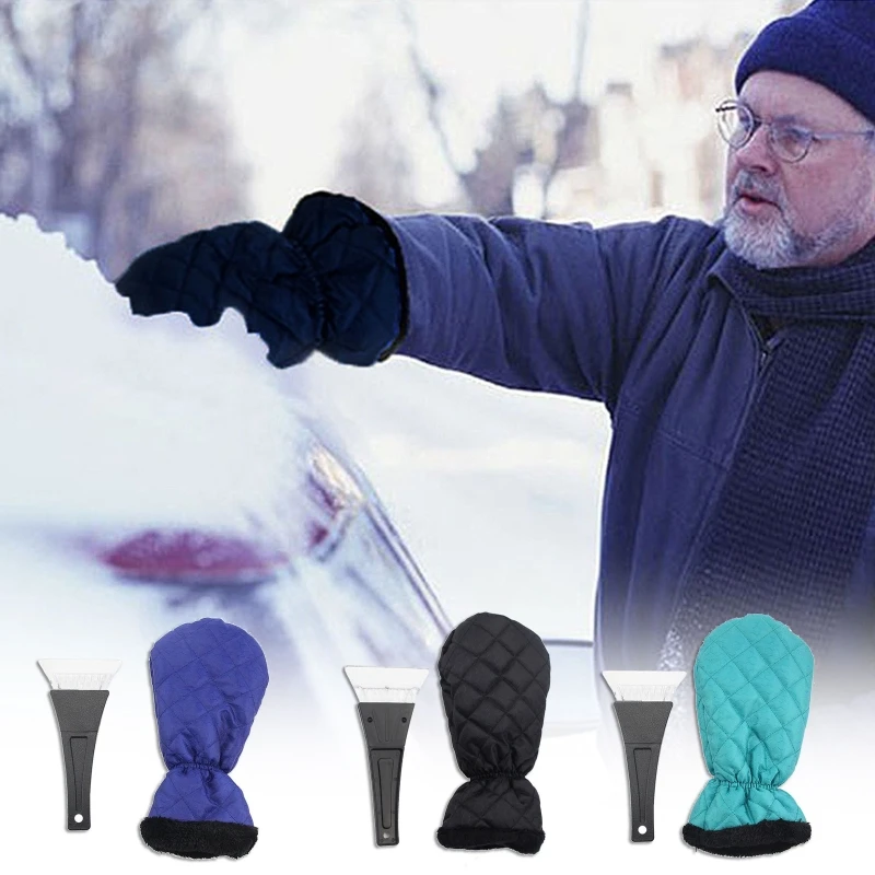 

Ice Scraper Mitt for Car Windshield Waterproof Snow Glove Frost Removal Tool with Thick Warm Fleece Lining Shovel Window F19A