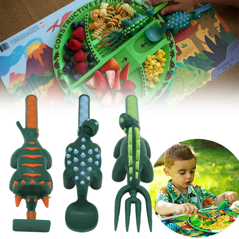 Dinneractive Eating Utensil Set Toy For Kids Construction Themed Fork And Spoon: 3 - 5 Days Free Delivery UK