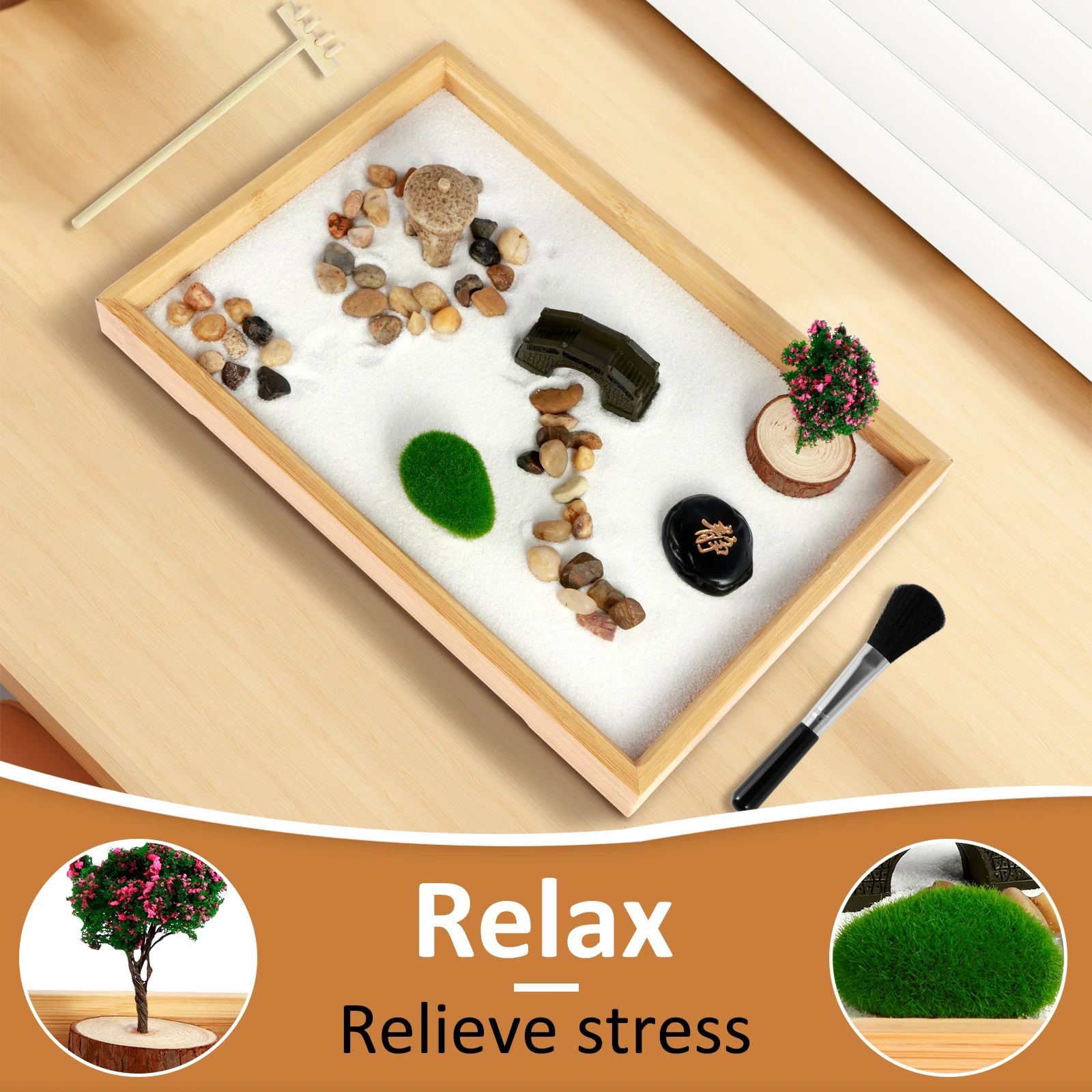 cobee 4 stuks mini-zen-tuingereedschapsset, mini-zenzandhark, mini