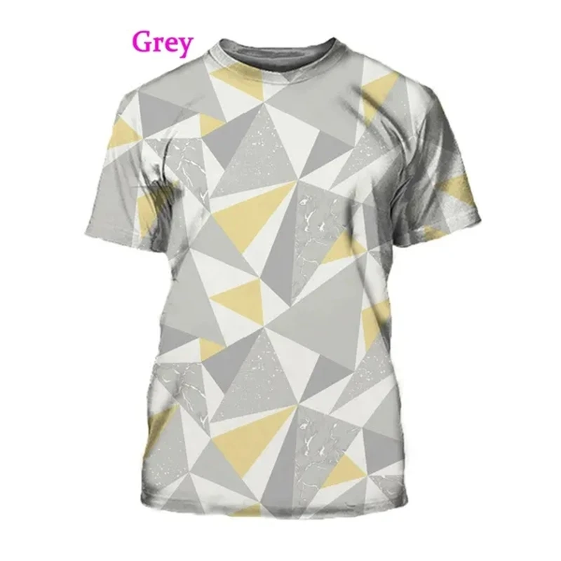 

New Men Geometric 3D Three-dimensional Pattern Digital Printing T Shirt Men Casual Fashion Short Sleeve Streetwear T-shirt Tees