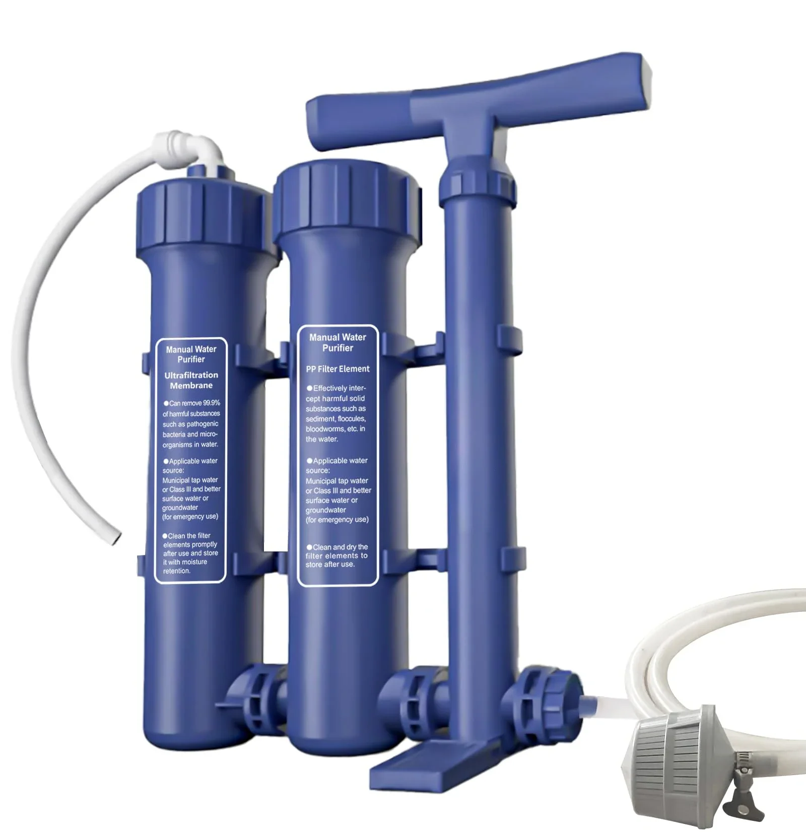 Sopravvivenza sul campo Pompa manuale Filtro dell'acqua Depuratore d'acqua esterno Sistema manuale di purificazione dell'acqua Filtro 0,01μm con capacità di 3000 litri - Image 2
