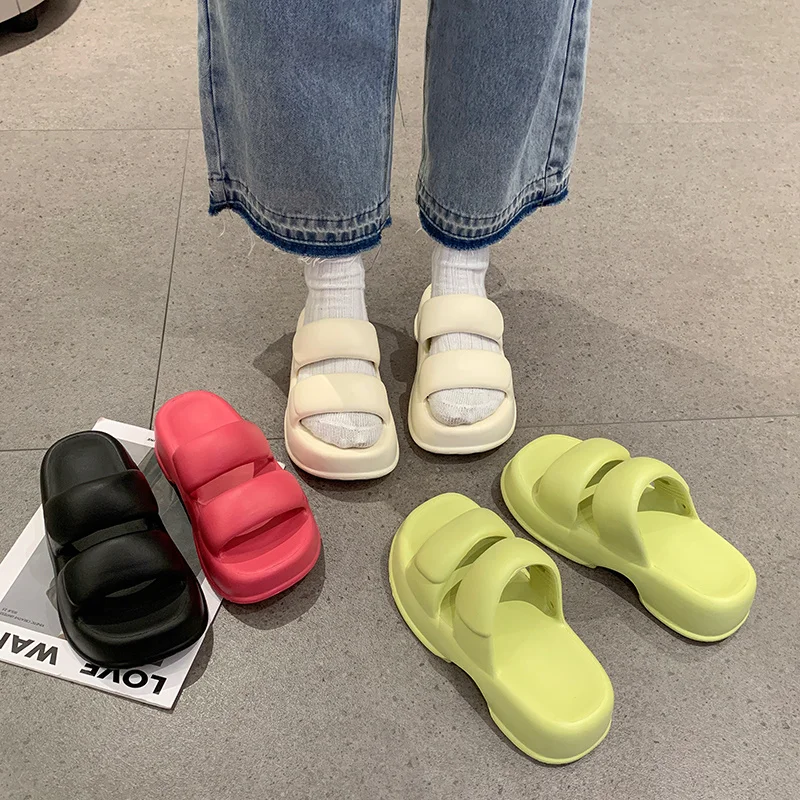 2023 Slippers New EVA Couple Home Outdoor Slipper Summer Beach Unisex Bedroom Shoes Ladies Flip Flops Thick Bottom Sandal