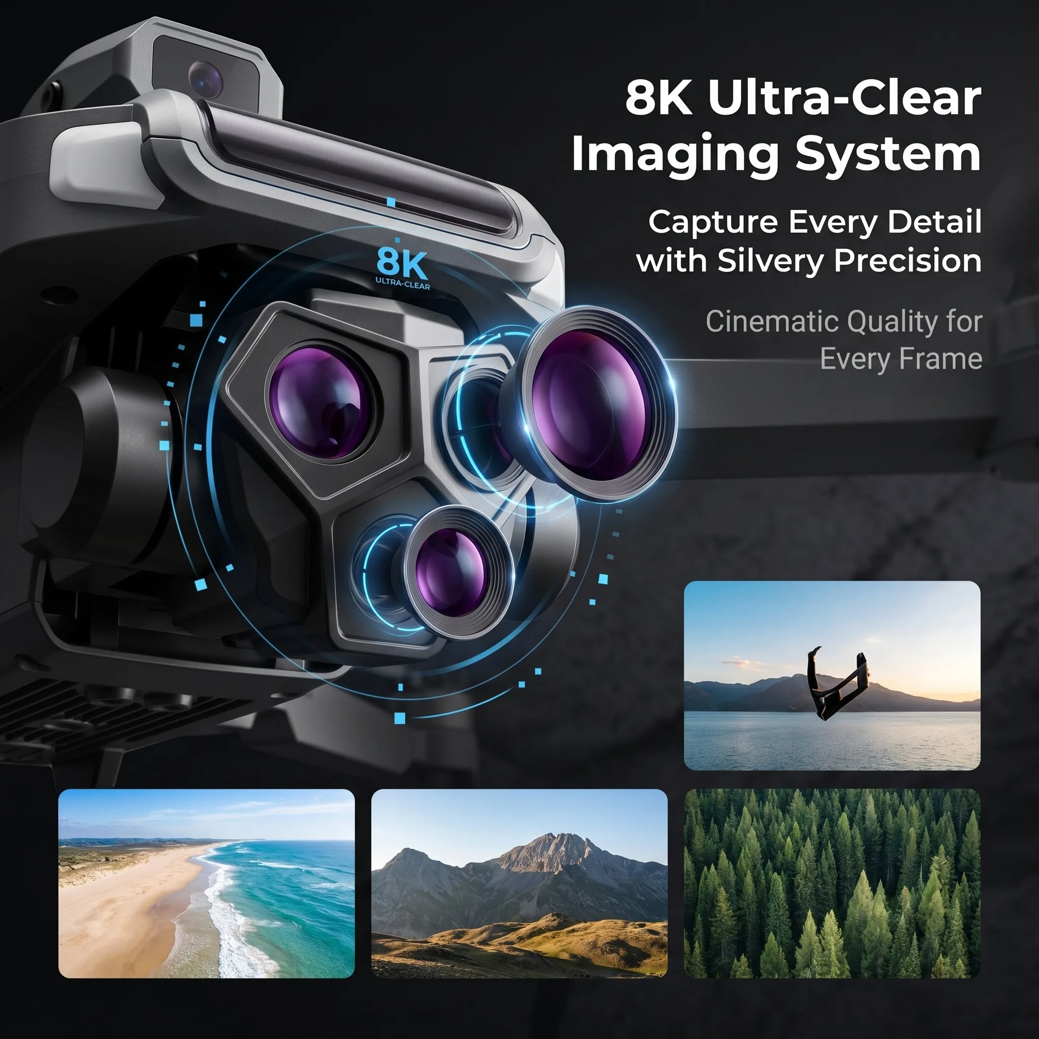 Drone Selfie Poche M66 MAX 8K WiFi Moteur Brushless 27min Vol