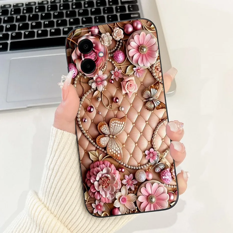 Beautiful Floral Phone Case - Soft Silicone Shockproof Cover with Bumpers