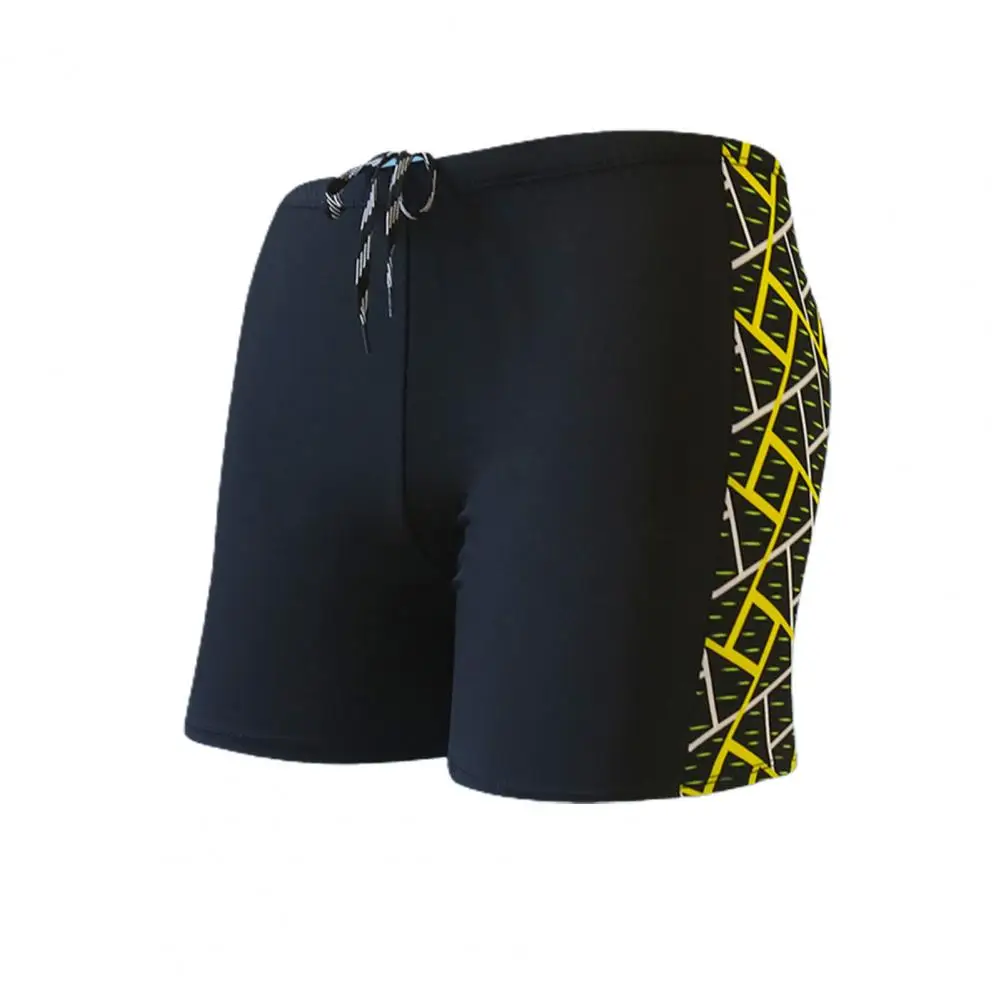 Men Trunks Print Contrast Color Quick-drying Slim Fit Swimming Shorts for Surfing Summer Swimsuit Boxer Shorts Bathing Suit